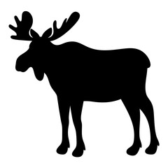 moose animal black silhouette icon - designs for jungle animals moose Safaris, wildlife, rainforest, vector on a white transparent.
