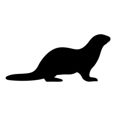 otter animal black silhouette icon - designs for jungle animals otter Safaris, wildlife, rainforest, vector on a white transparent.