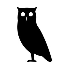 owl animal black silhouette icon - designs for jungle animals owl Safaris, wildlife, rainforest, vector on a white transparent.