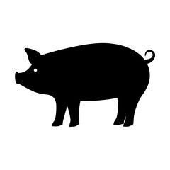 pig animal black silhouette icon - designs for jungle animals pig Safaris, wildlife, rainforest, vector on a white transparent.