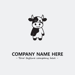 Cow illustration black and white for logo company vector image
