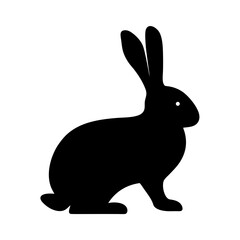 rabbit animal black silhouette icon - designs for jungle animals rabbit Safaris, wildlife, rainforest, vector on a white transparent.