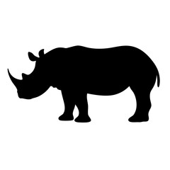 rhino animal black silhouette icon - designs for jungle animals rhino Safaris, wildlife, rainforest, vector on a white transparent.