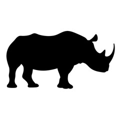 rhino animal black silhouette icon - designs for jungle animals rhino Safaris, wildlife, rainforest, vector on a white transparent.