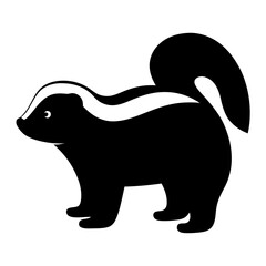 skunk animal black silhouette icon - designs for jungle animals skunk Safaris, wildlife, rainforest, vector on a white transparent.
