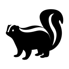 skunk animal black silhouette icon - designs for jungle animals skunk Safaris, wildlife, rainforest, vector on a white transparent.