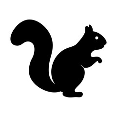 squirrel animal black silhouette icon - designs for jungle animals squirrel Safaris, wildlife, rainforest, vector on a white transparent.