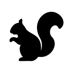 squirrel animal black silhouette icon - designs for jungle animals squirrel Safaris, wildlife, rainforest, vector on a white transparent.
