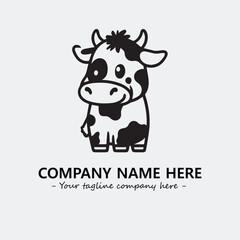 Cow illustration black and white for logo company vector image
