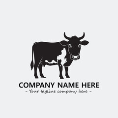 Cow illustration black and white for logo company vector image
