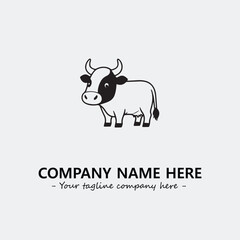 Cow illustration black and white for logo company vector image
