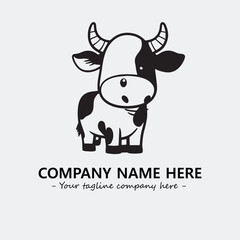Cow illustration black and white for logo company vector image

