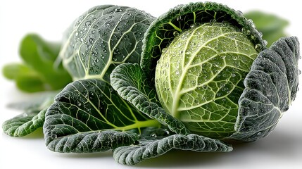 Fototapeta premium a Collard Greens, isolated on white background