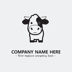 Cow illustration black and white for logo company vector image

