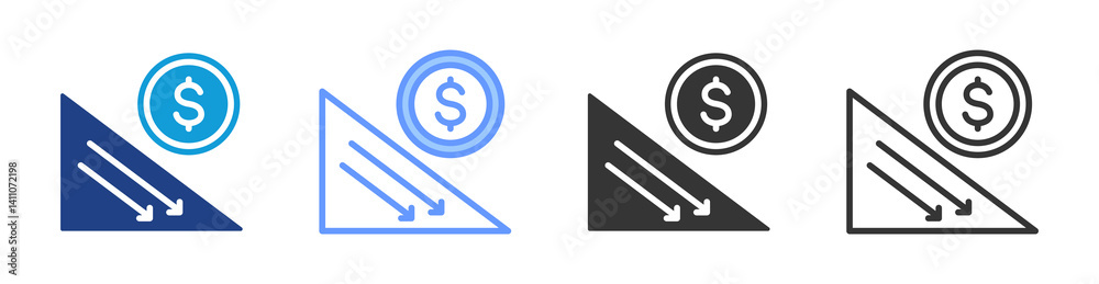 Poster Deflation icon set multiple style collection