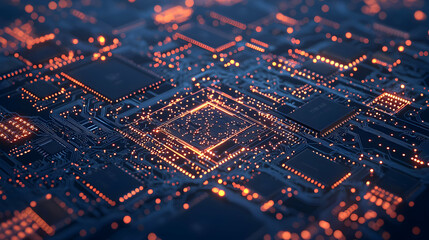 Obraz premium Abstract Circuit Board Design With Glowing Components