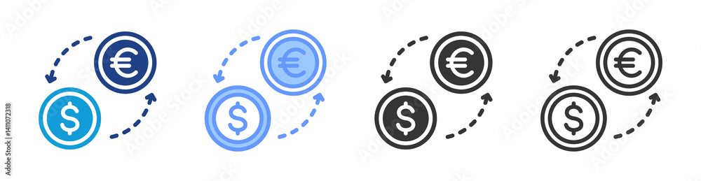 Poster Currency Exchange icon set multiple style collection