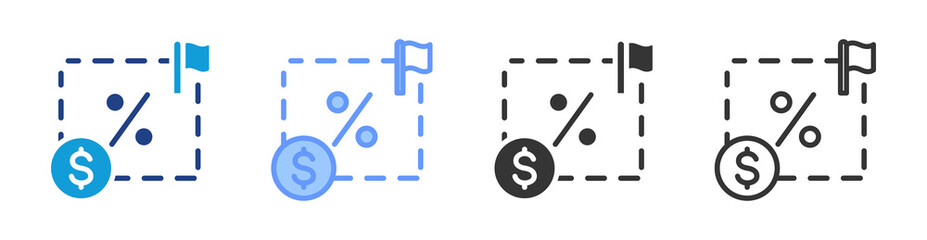 Taxation Policy icon set multiple style collection