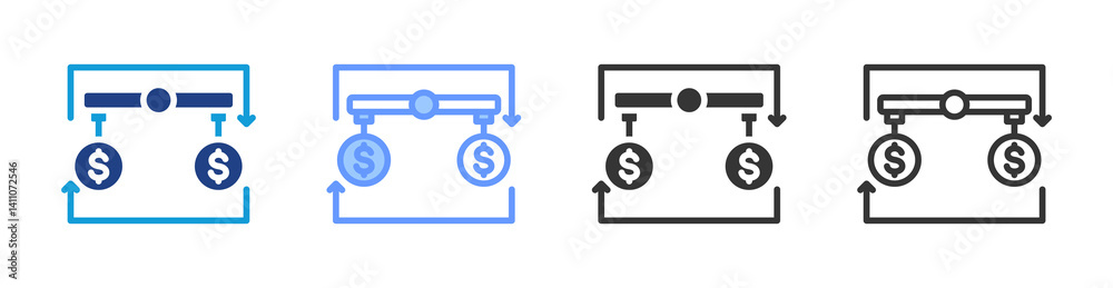 Poster Economic Stabilization icon set multiple style collection