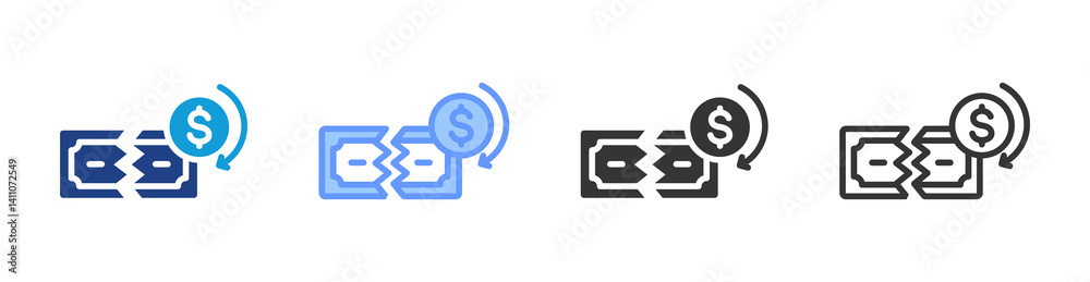 Poster bankruptcy icon set multiple style collection