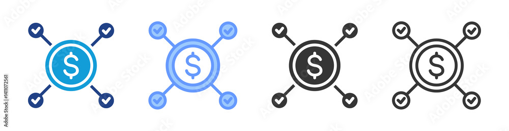 Poster Diversification icon set multiple style collection