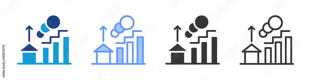 Poster real estate bubble icon set multiple style collection