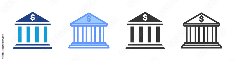 Poster bank icon set multiple style collection