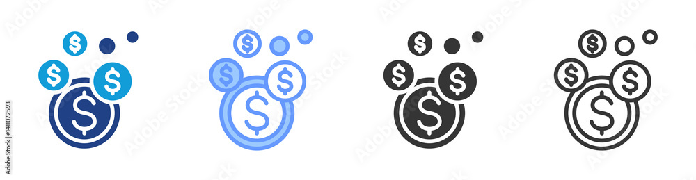 Poster Asset Bubble icon set multiple style collection