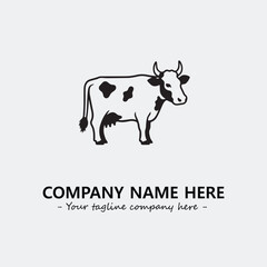 Cow illustration black and white for logo company vector image
