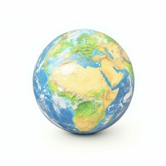Fototapeta premium A striking globe showcasing the Earth, isolated on a clean white background, perfect for educational or decorative use.
