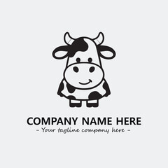 Cow illustration black and white for logo company vector image
