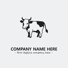Cow illustration black and white for logo company vector image
