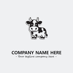 Cow illustration black and white for logo company vector image
