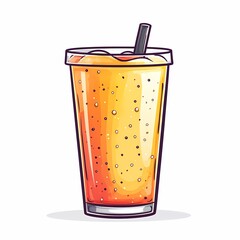 Refreshing Summer Soda. Vibrant Orange Fizzy Drink in Cocktail Glass with Straw - Refreshing Non-Alcoholic Iced Beverage for Social Events