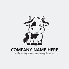Cow illustration black and white for logo company vector image
