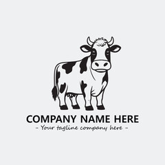 Cow illustration black and white for logo company vector image
