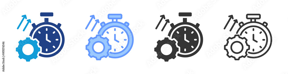 Poster productivity icon set multiple style collection