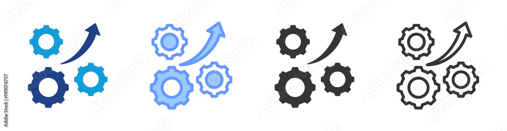Poster Workflow Efficiency icon set multiple style collection