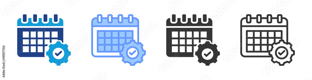 Aufkleber Scheduling icon set multiple style collection