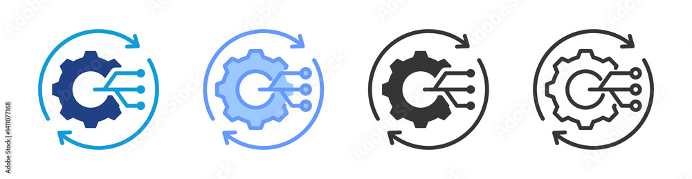 Poster Process Reengineering icon set multiple style collection