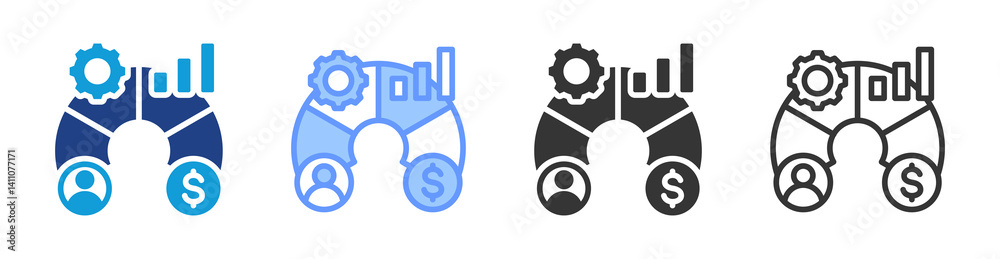 Poster balanced scorecard icon set multiple style collection