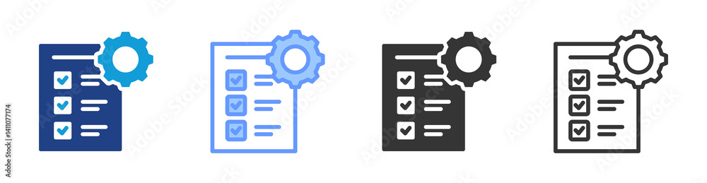 Poster Work Instruction icon set multiple style collection