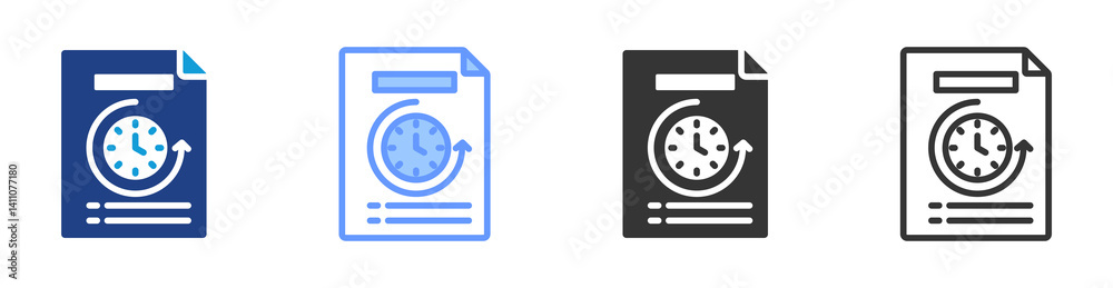 Poster Time Tracking icon set multiple style collection