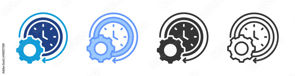 Poster Time Efficiency icon set multiple style collection