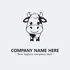 Cow illustration black and white for logo company vector image
