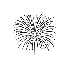 Obraz premium Firework Burst Doodle in Black and White with Transparent Background Style