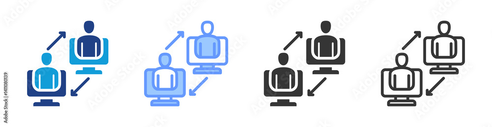 Poster Virtual Classroom icon set multiple style collection