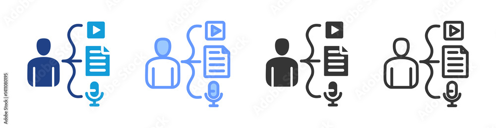 Aufkleber Learning Media icon set multiple style collection