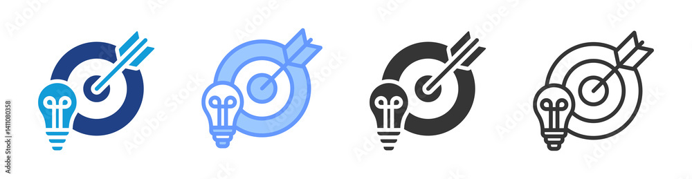 Poster Learning Objective icon set multiple style collection