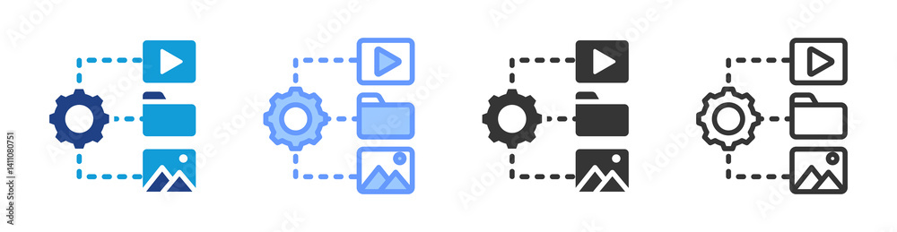 Poster Cms icon set multiple style collection